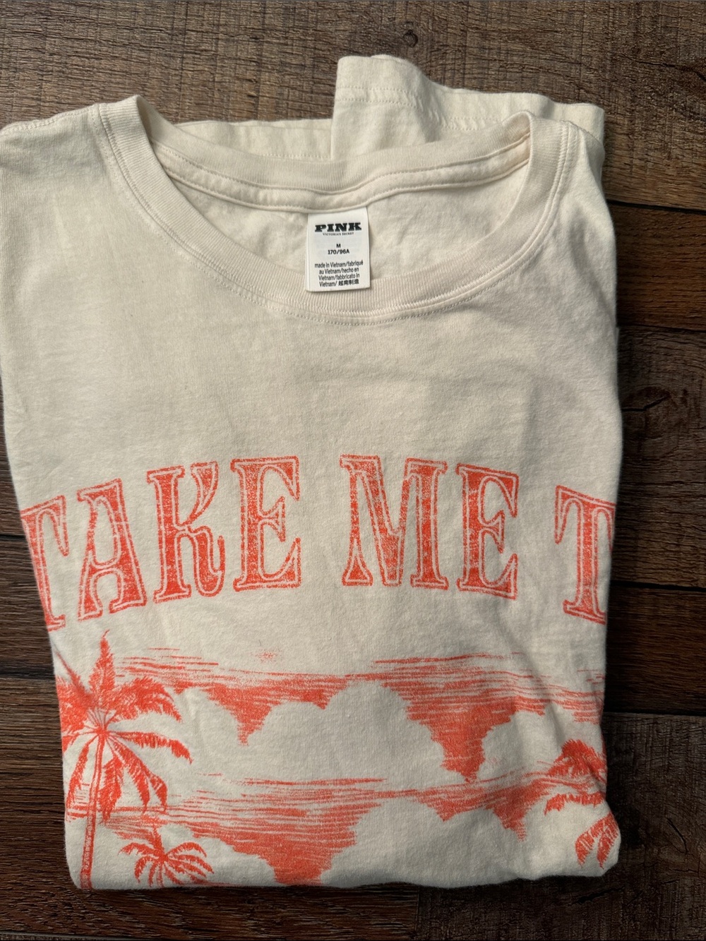 PINK Victoria's Secret Cream Crewneck Tee